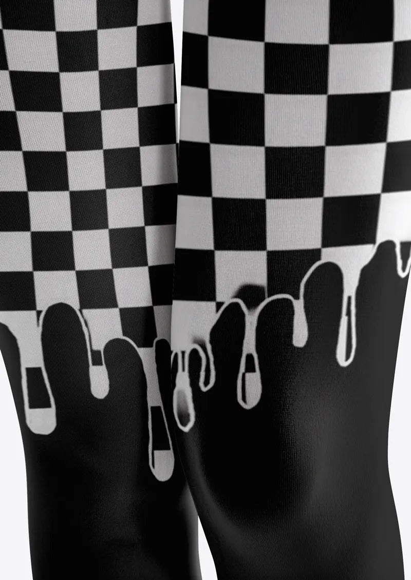 Black Checker Drip Tights