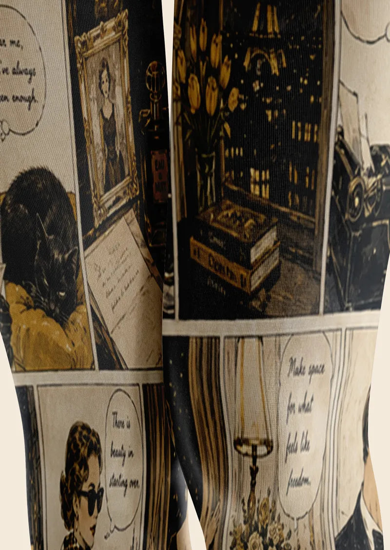 Black Fashion Comic Collage Tights