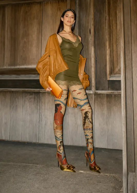 Ancient Ocean Fresco Graphic Tights Hosiery Pantyhose