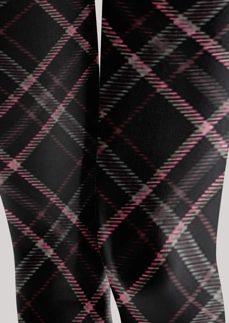Black Pink Plaid Tights