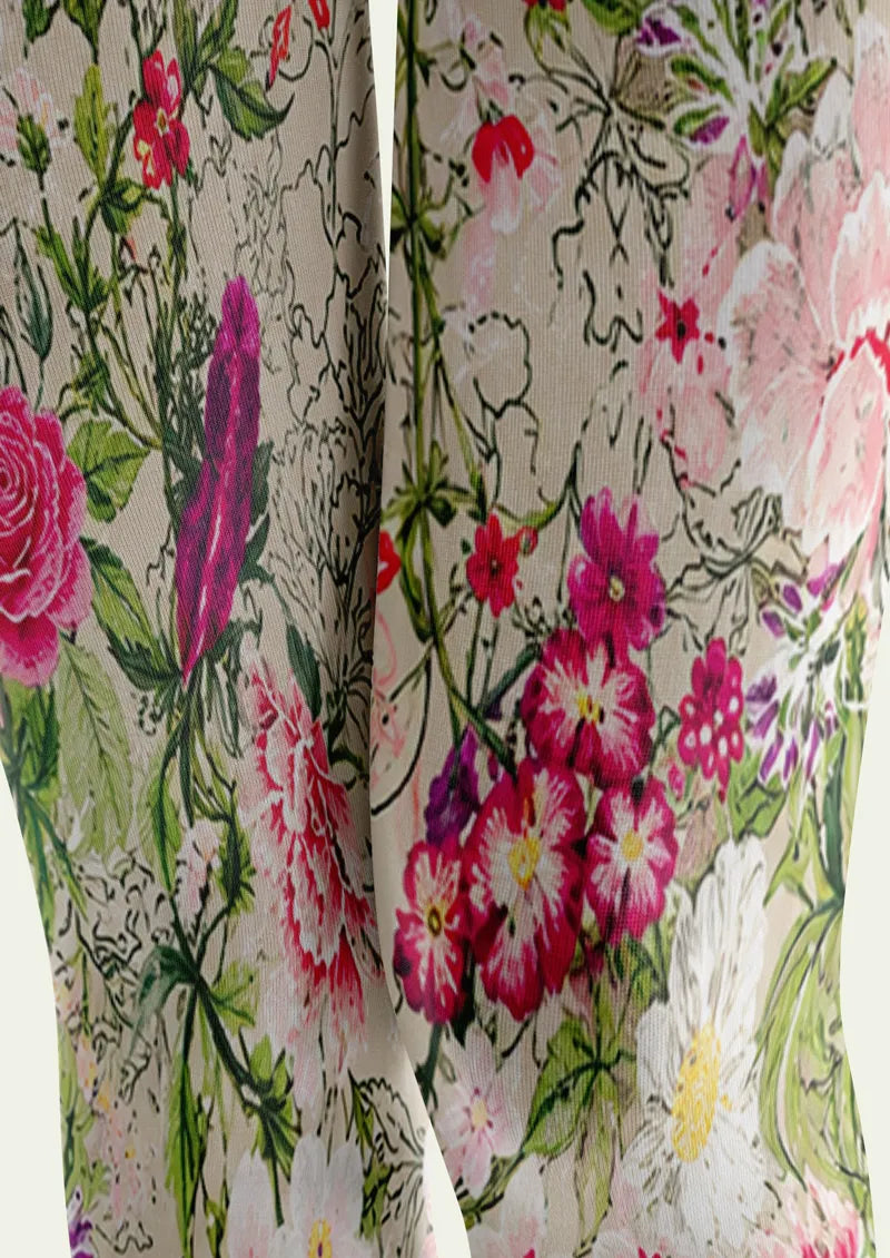 Wild Meadow Botanical Floral Print Tights Hosiery Pantyhose