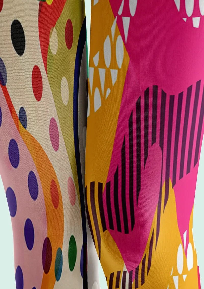 Colorful Split Polka Dot and Geometric Graphic Tights Hosiery Pantyhose