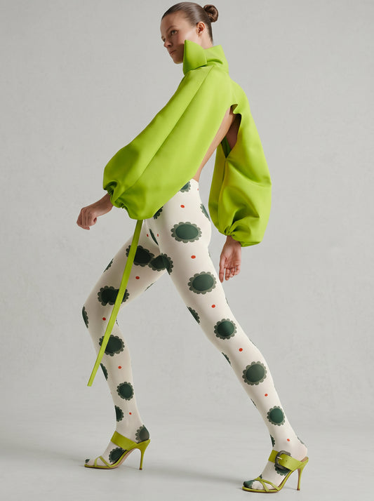 Polka Dots Floral Print Tights Hosiery Pantyhose