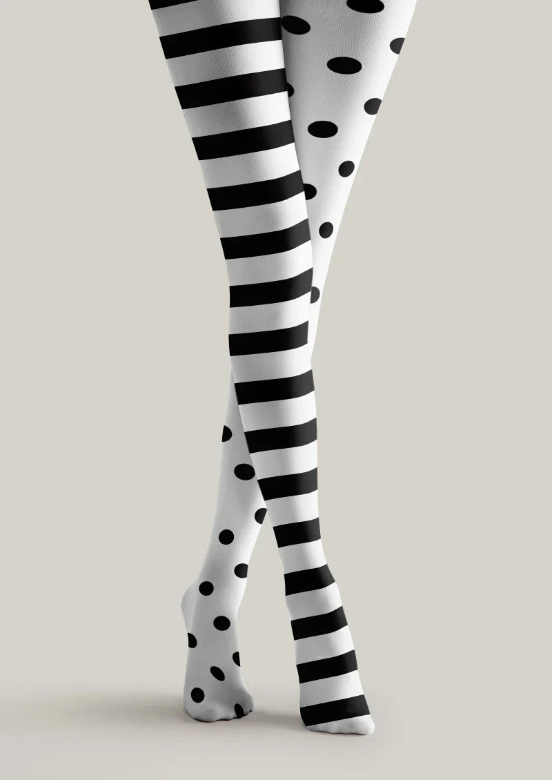 Striped Polka Dot Contrast Tights Hosiery Pantyhose