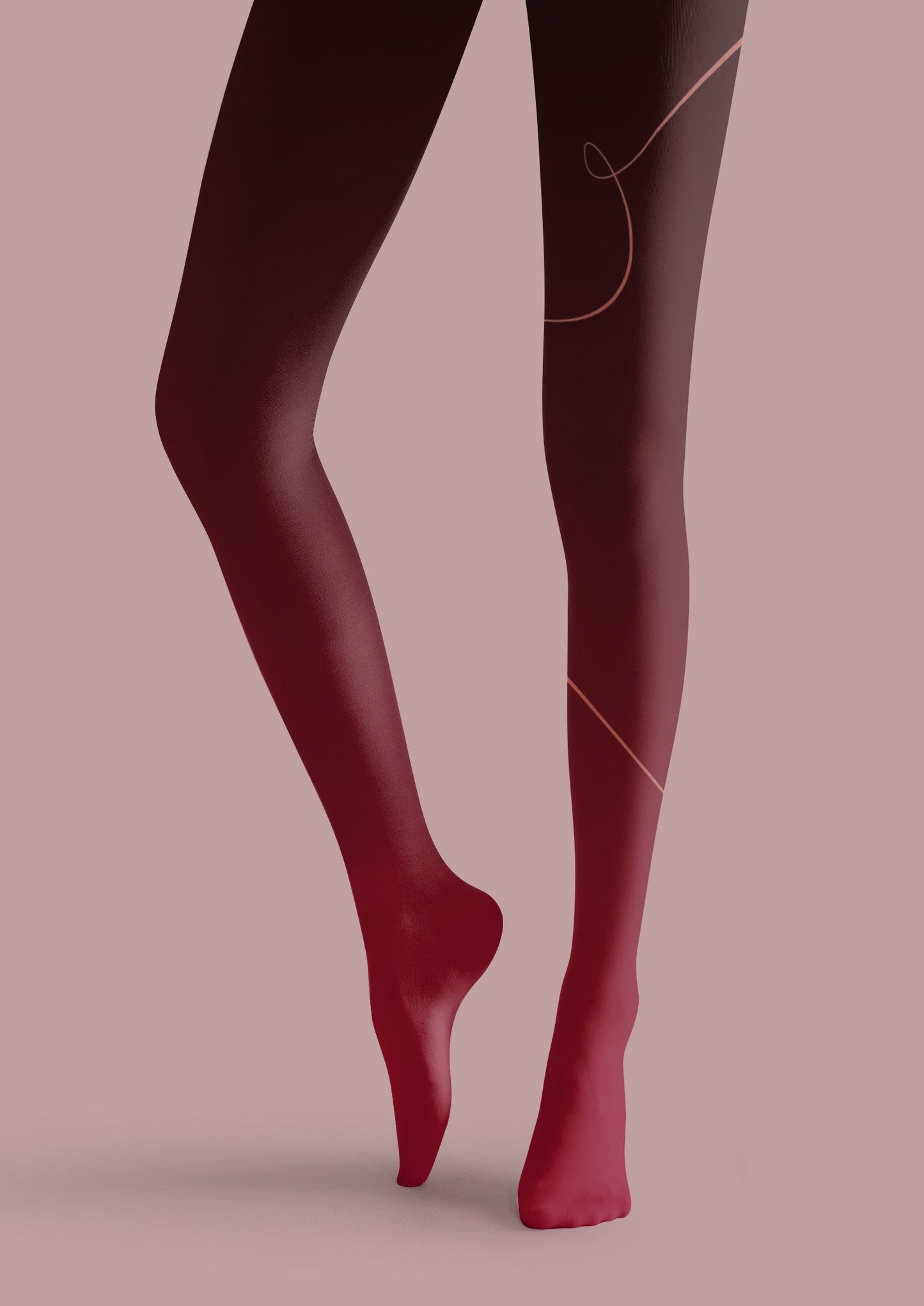 Wine Curve Graphic Tights Hosiery Pantyhose