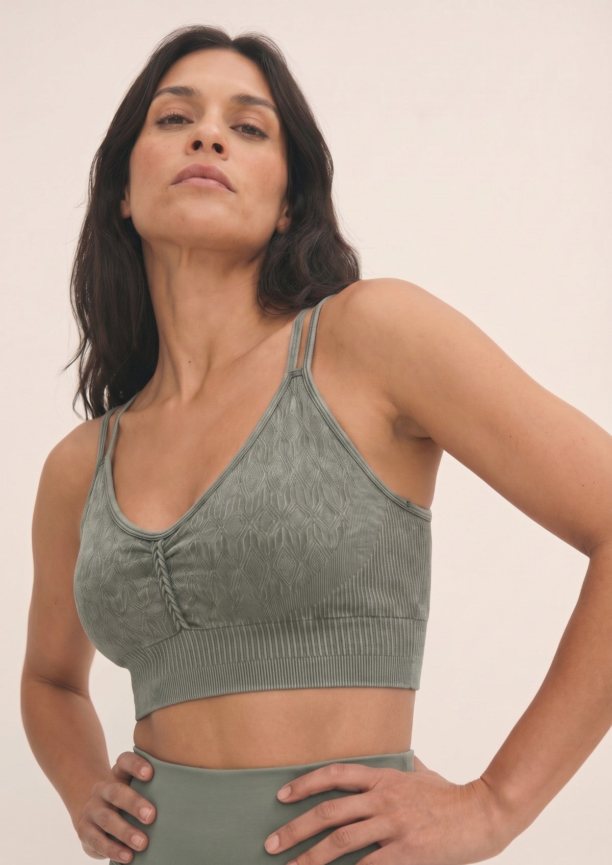 Sage Green Mineral Wash Seamless Leggings & Bra Set