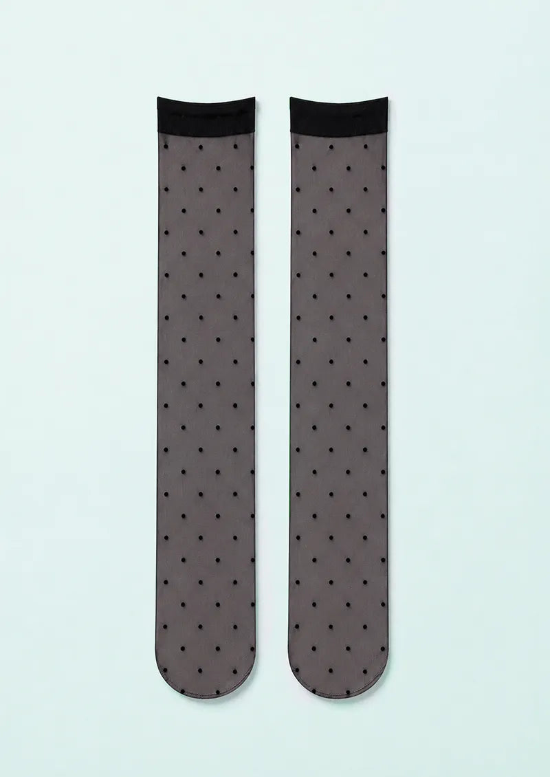Black Polka Dot Knee-High Socks