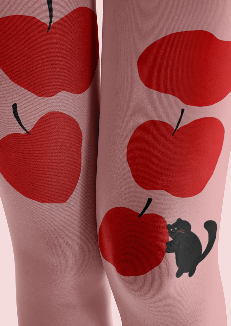 Red Apple Black Cat Tights Hosiery Pantyhose