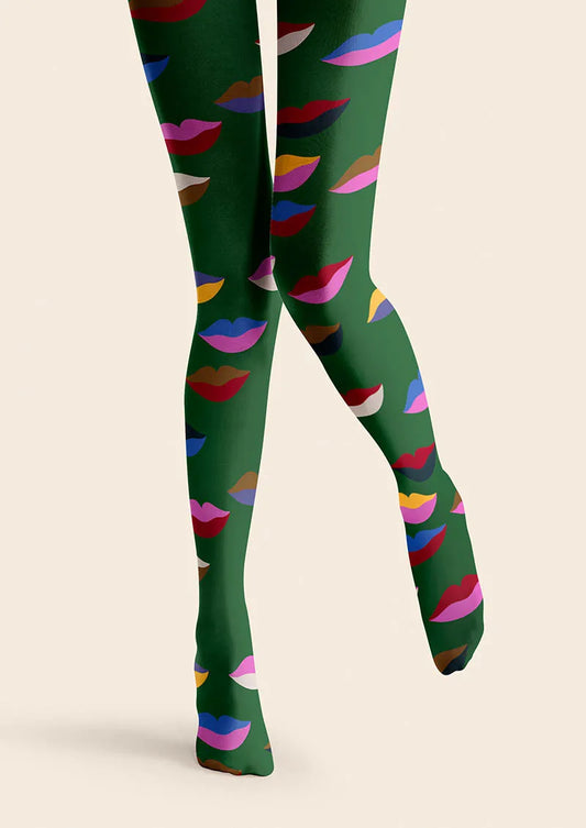 Valentine's Day Kiss Pattern Tights Hosiery Pantyhose