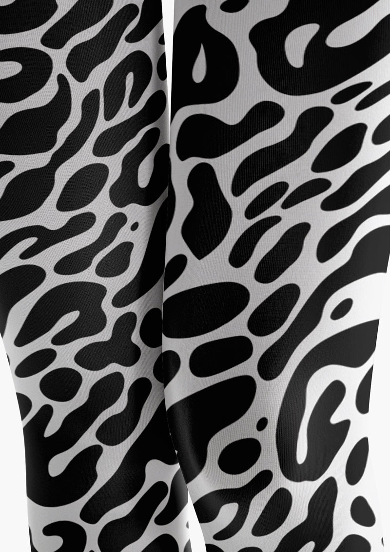 Black White Leopard Print Tights Hosiery Pantyhose