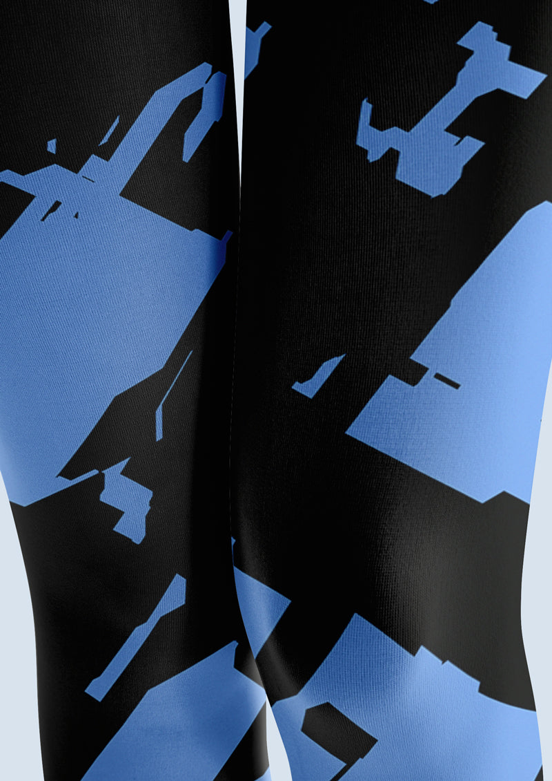Blue Black Geometric Tights Hosiery Pantyhose