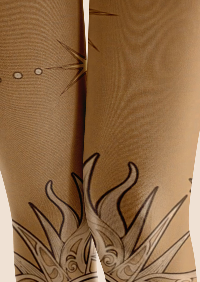 Sun Constellation Printed Tights Hosiery Pantyhose