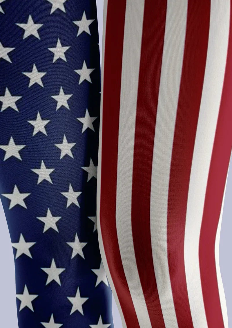 Americana Stars & Stripes Graphic&Artistic Footless Tights Hosiery Leggings