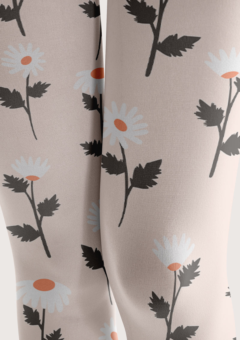 White Daisy Tights Hosiery Pantyhose