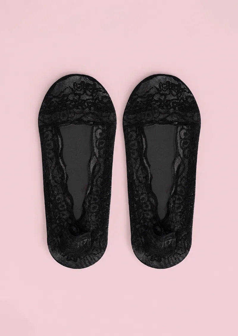 Black floral Lace No-Show Socks