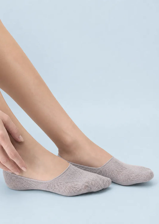 Grey floral Lace No-Show Socks