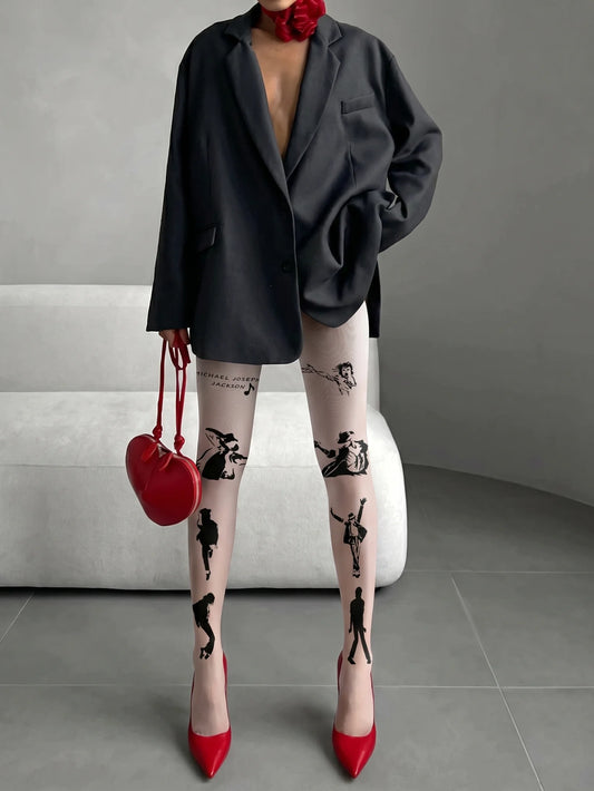 Michael Jackson Silhouette Graphic Tights Hosiery Pantyhose