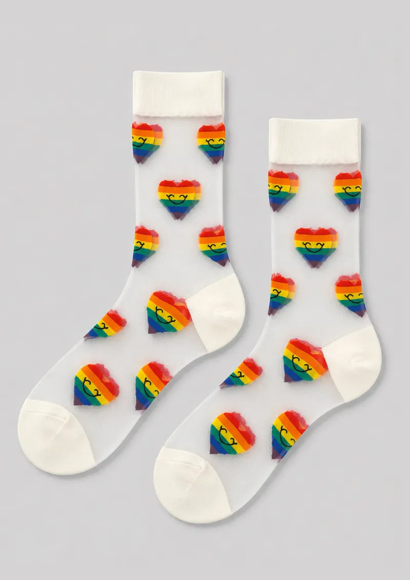 Mini Rainbow Heart Crew Socks