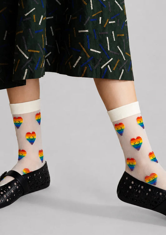 Mini Rainbow Heart Crew Socks