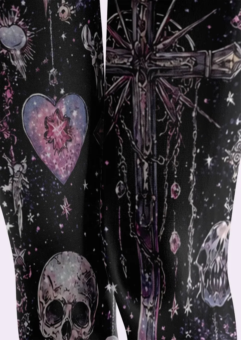 Black Pink Skull and Cross Tights