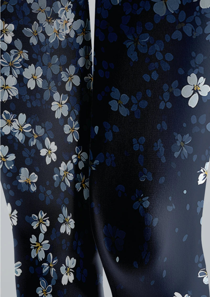 Midnight Blossom Gradient Floral Tights Hosiery Pantyhose