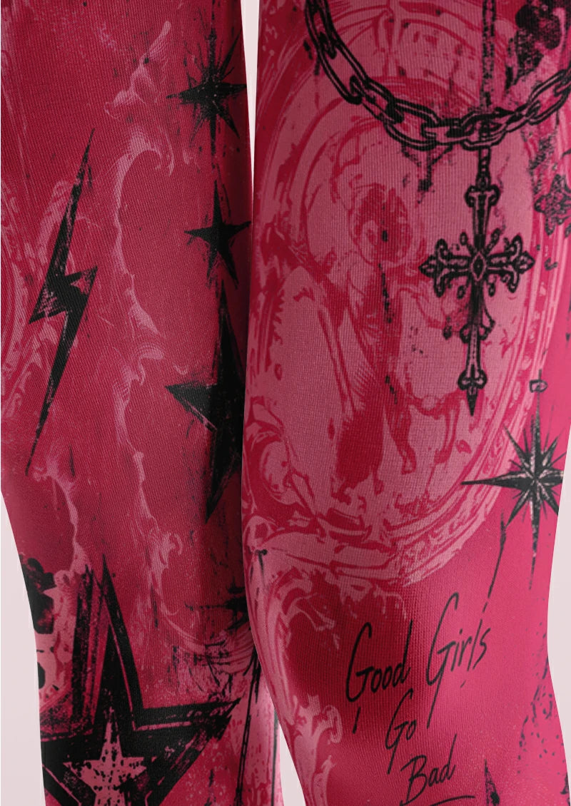 Pink Star Graphic Tights