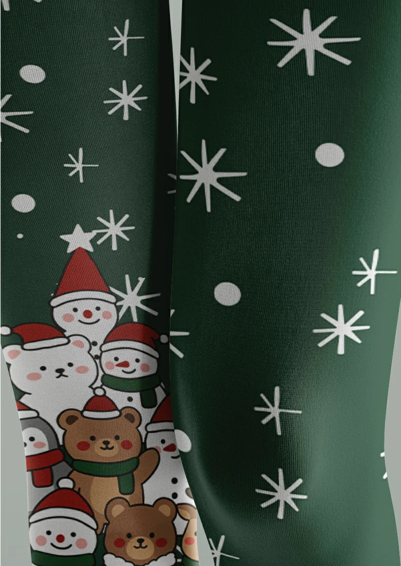 Green Snowman and Bear Tights