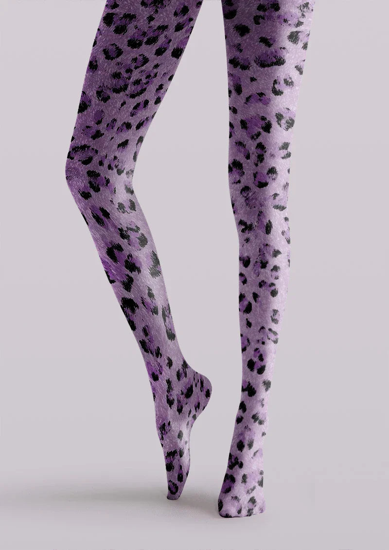 Lavender Leopard Animal Print Tights Hosiery Pantyhose