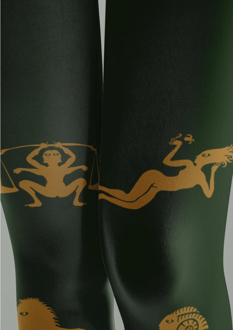 Emerald Zodiac Animal Graphic Tights Hosiery Pantyhose