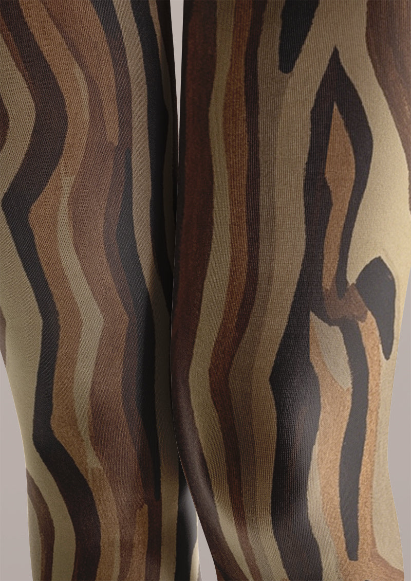 Wood Grain Wavy Animal Print Tights Hosiery Pantyhose