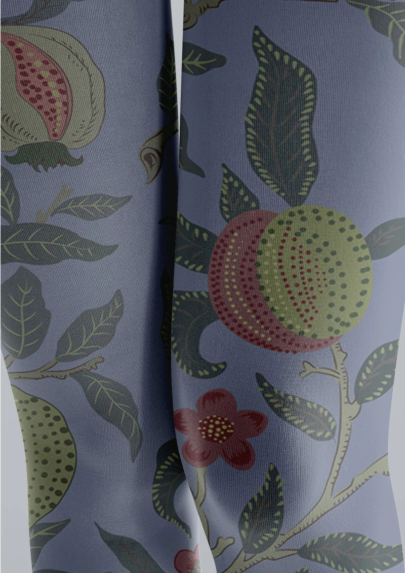Blue Pomegranate Orchard Botanical Tights Hosiery Pantyhose