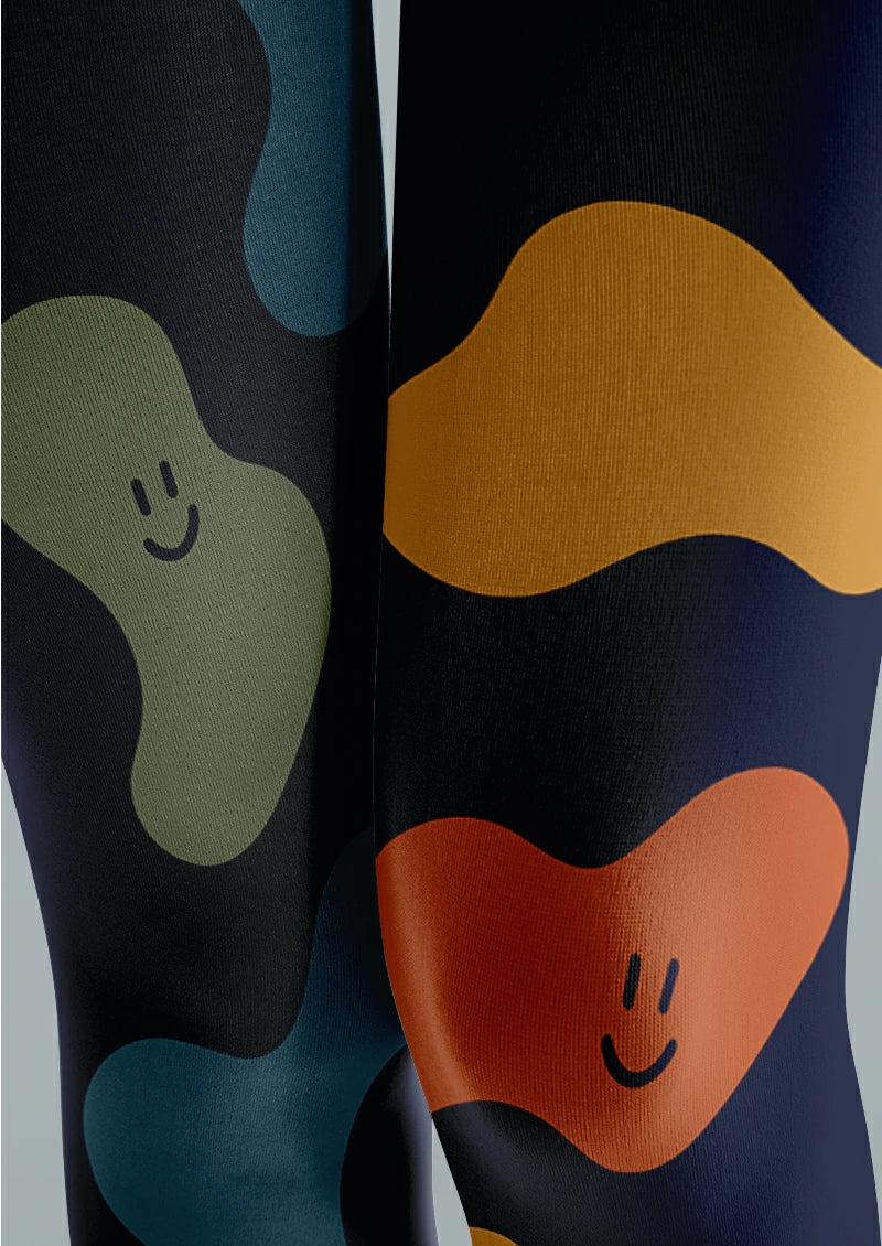 Navy Smiley Blob Tights