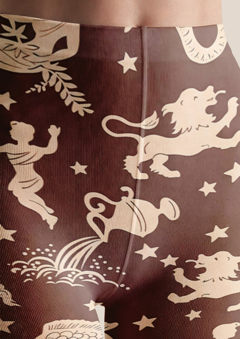 Celestial Zodiac Animal Print Tights Hosiery Pantyhose