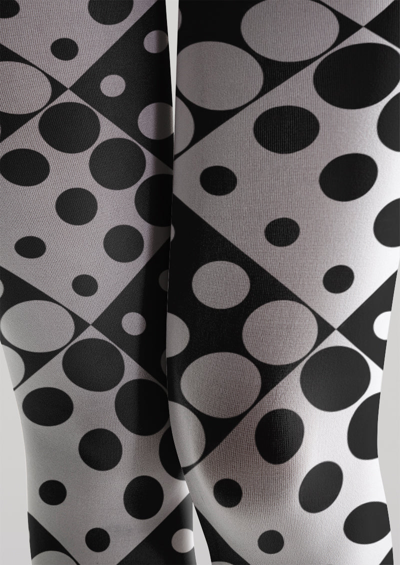 Black White Geometric Polka Dot Plaid Tights Hosiery Pantyhose