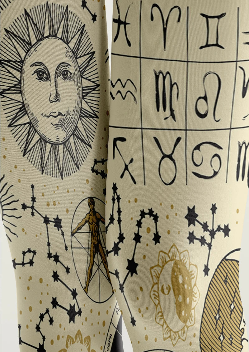 Celestial Zodiac Sun Moon Tights Hosiery Pantyhose