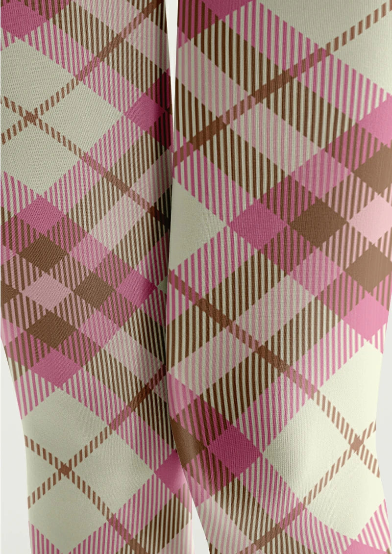 Ivory Pink Plaid Tights