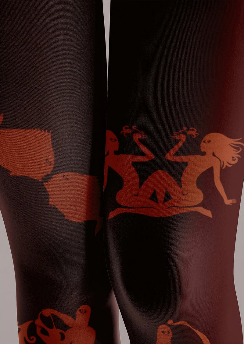 Burgundy Zodiac Animal Graphic Tights Hosiery Pantyhose
