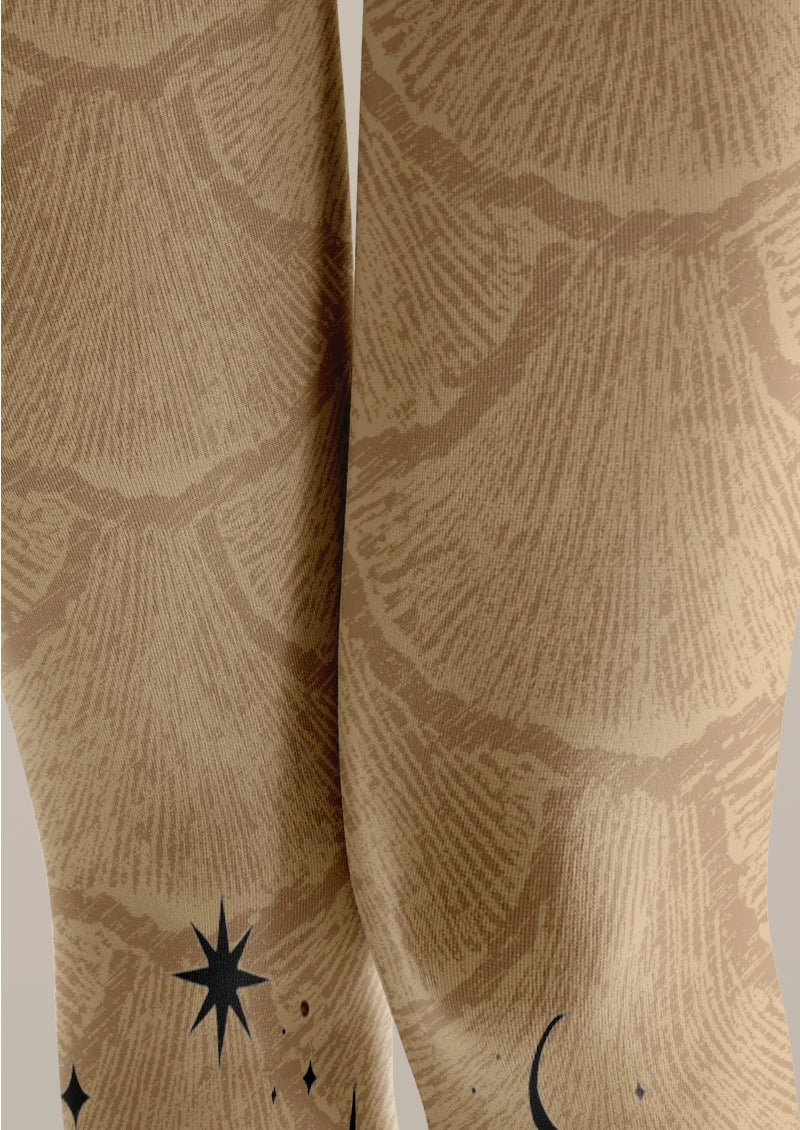 Beige Snake Tattoo Tights
