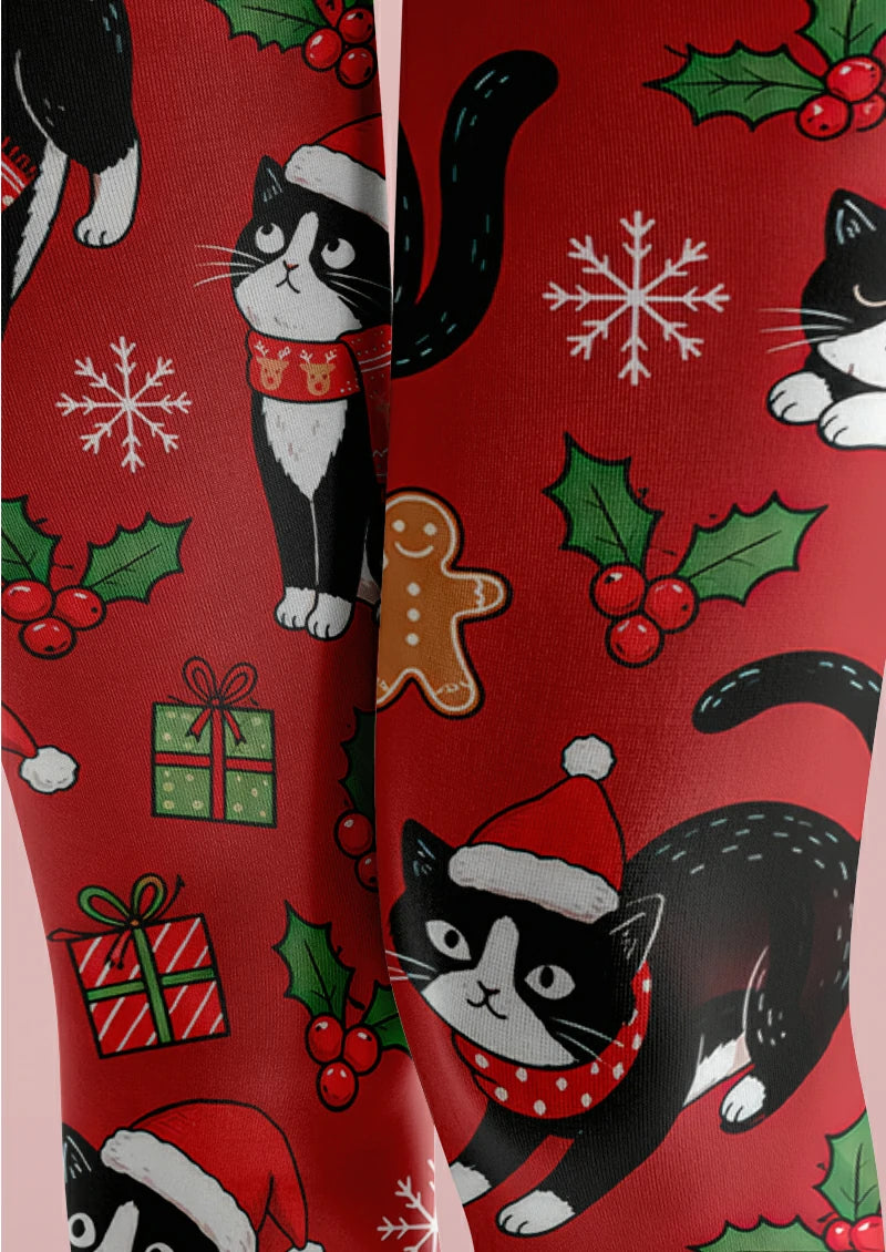 Red Christmas Cat Tights
