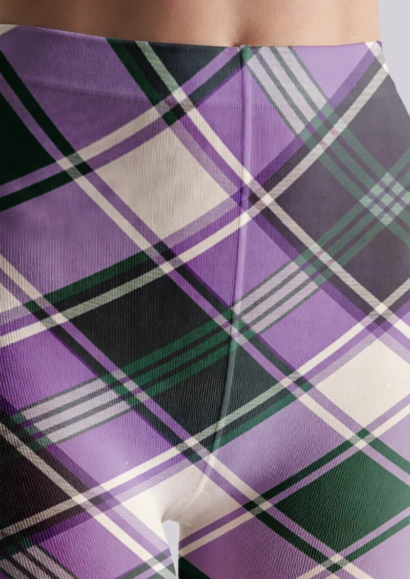 Purple Green Plaid Tights