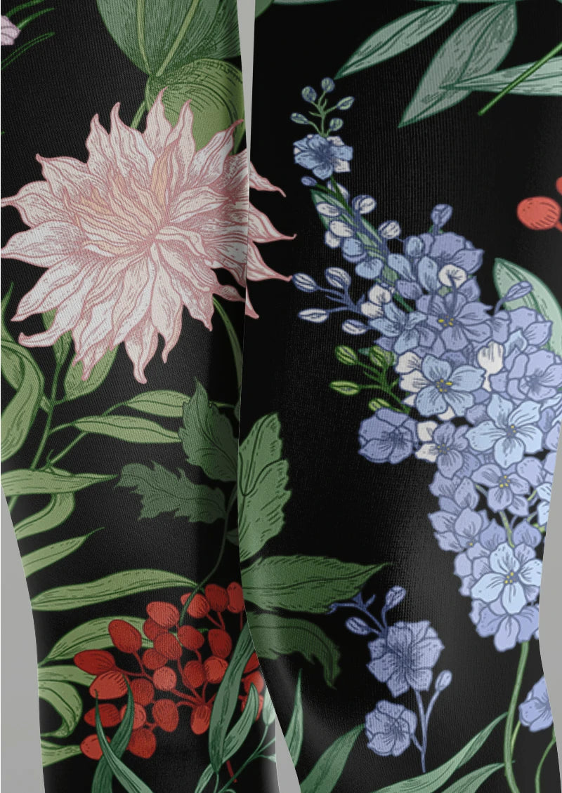 Wildflower Berry Botanical Tights Hosiery Pantyhose