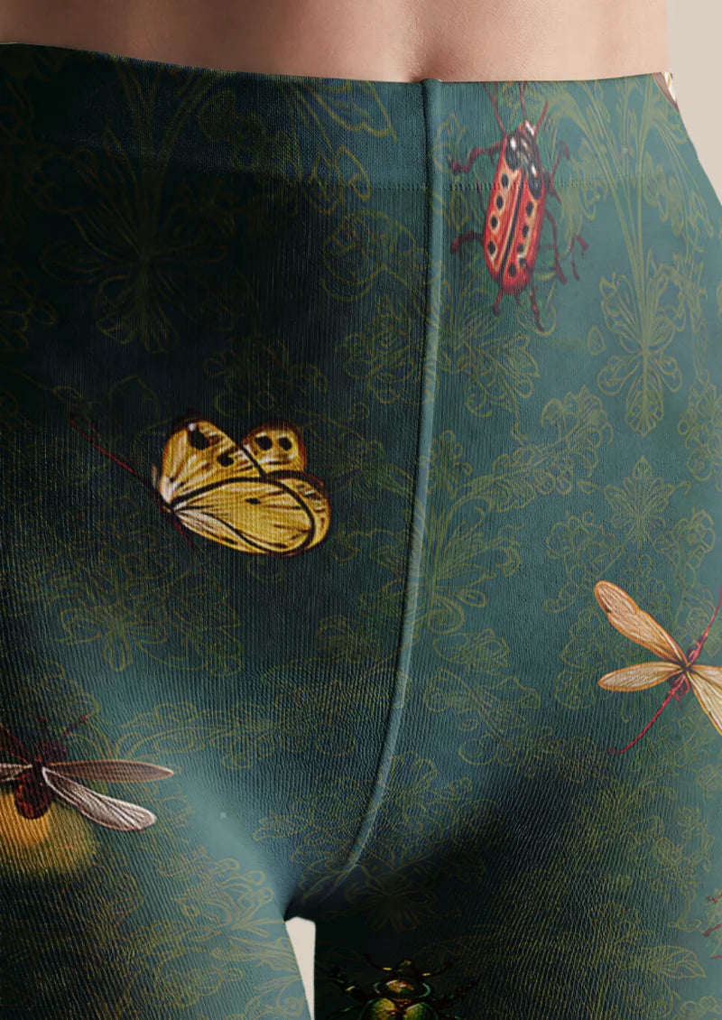 Green Butterfly Garden Tights