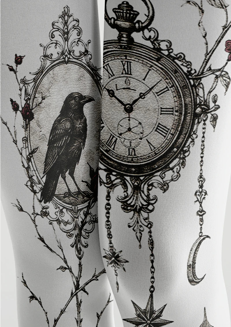 White Raven Clock Tights