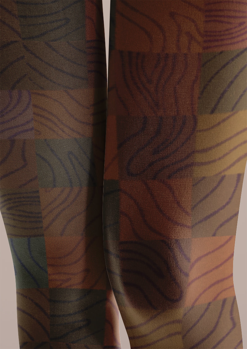 Retro Wood Grain Plaid Pattern Tights Hosiery Pantyhose