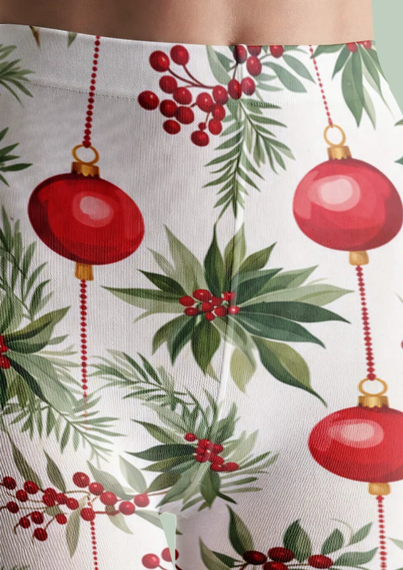 White Christmas Ornament Tights