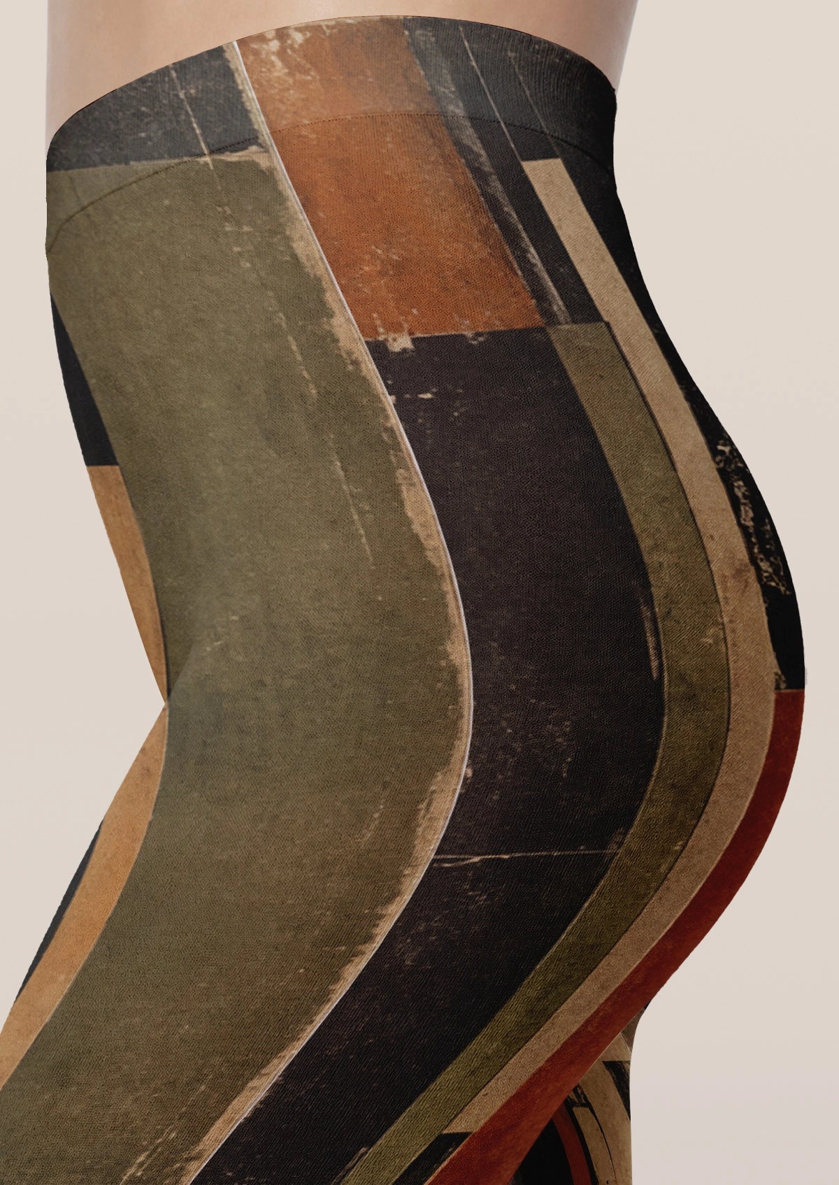 Multicolor Retro Geometric Tights