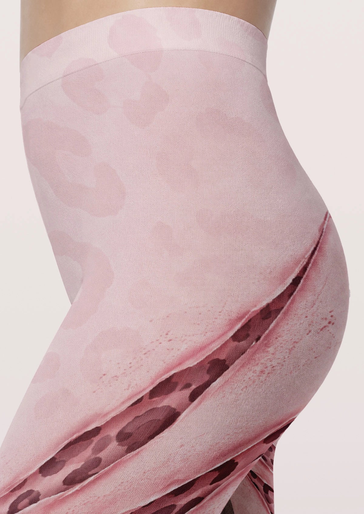 Pink Ripped Leopard Print Tights