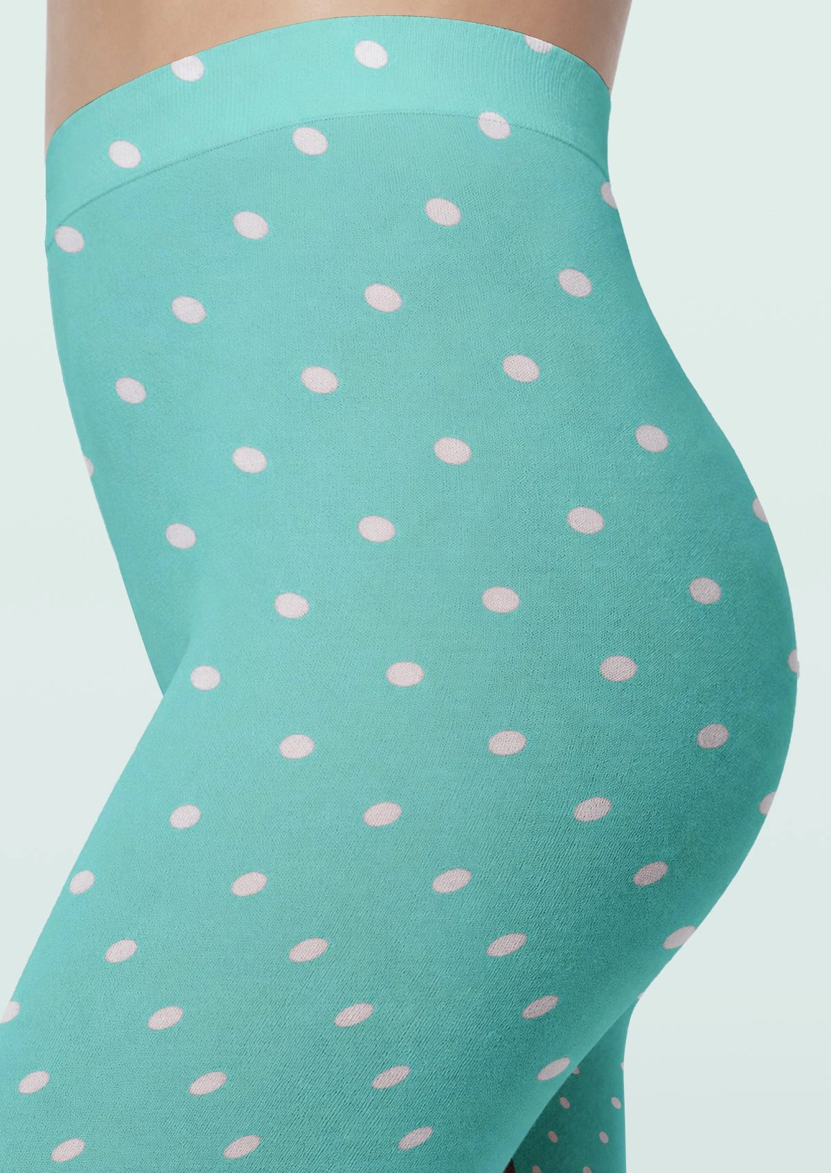Mint Green With White Polka Dots Tights