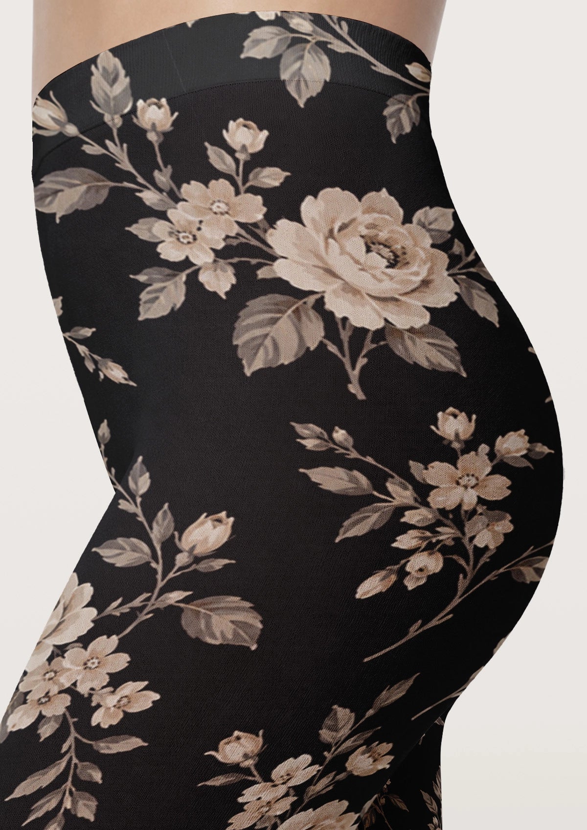 Black Florals Tights