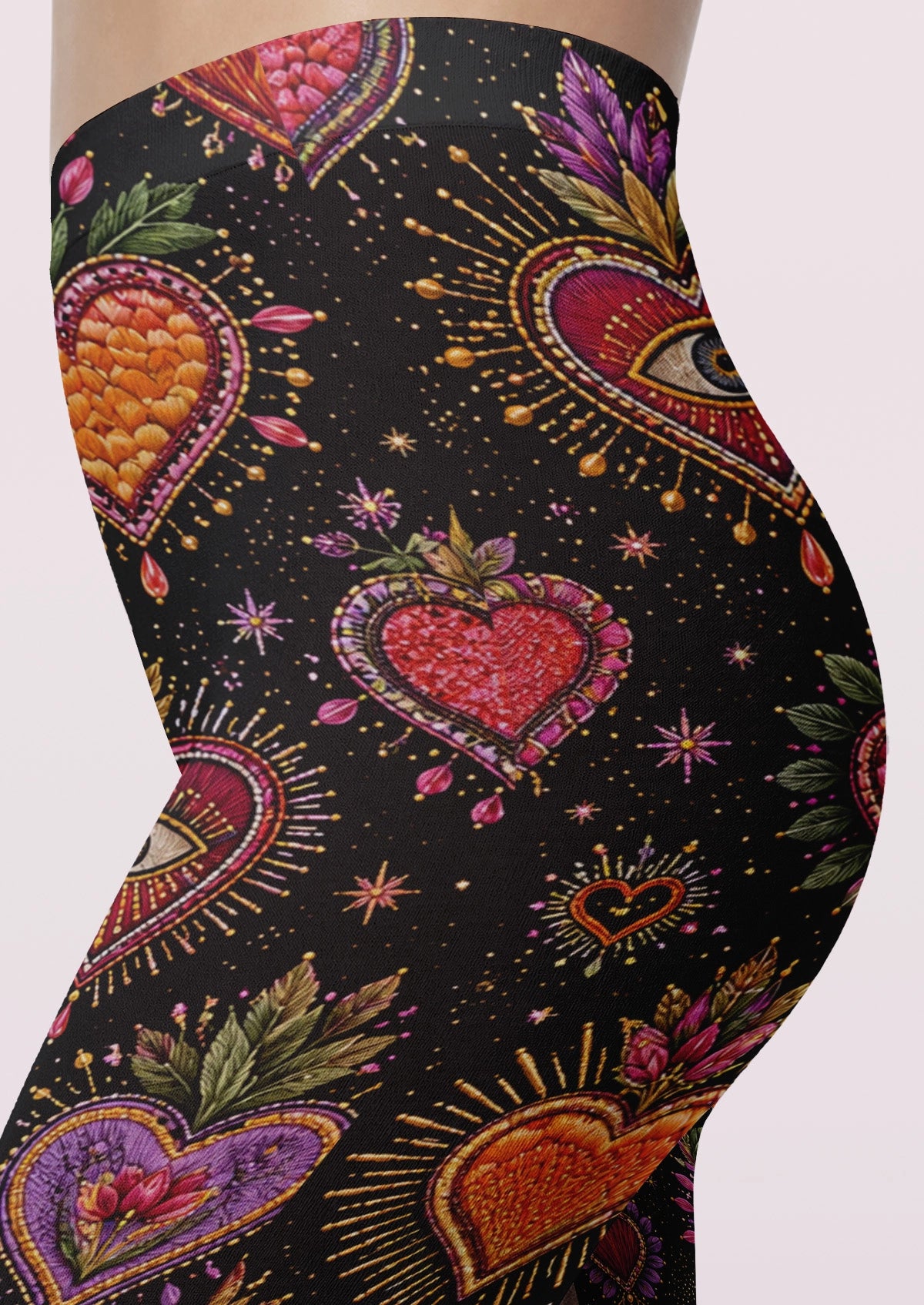 Pink Heart Motif Tights
